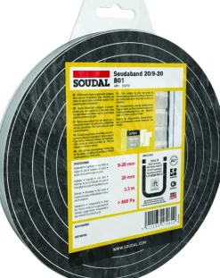 Overige Tape > Soudal gecomprimeerde zwelband 9-20mm, 20mm breed en 3,3m lang