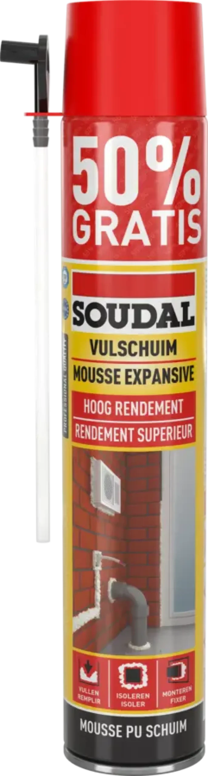 Isolatieschuim > Soudal PU-schuim 750 ml (250 ml gratis)