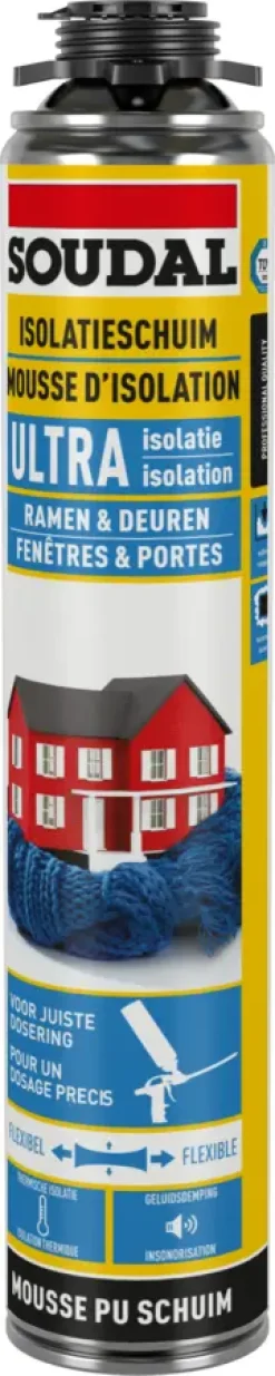 Isolatieschuim > Soudal Ultra PU-schuim voor pistool 750 ml