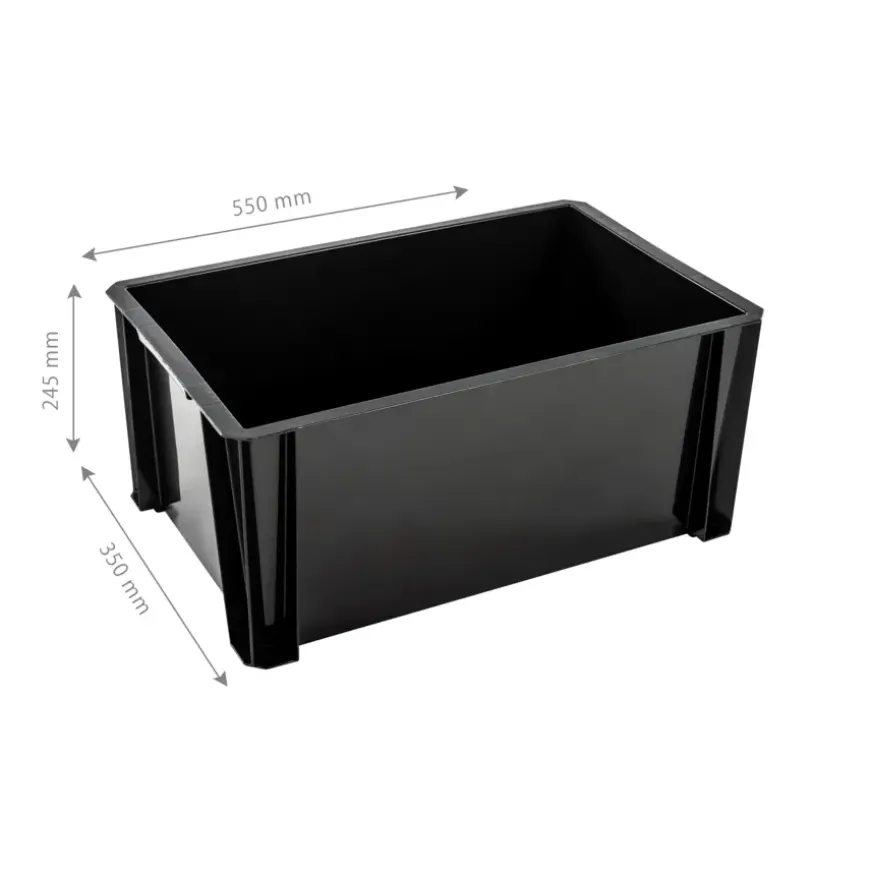 Stapelbare opbergbox Heavy Duty 36 liter zwart