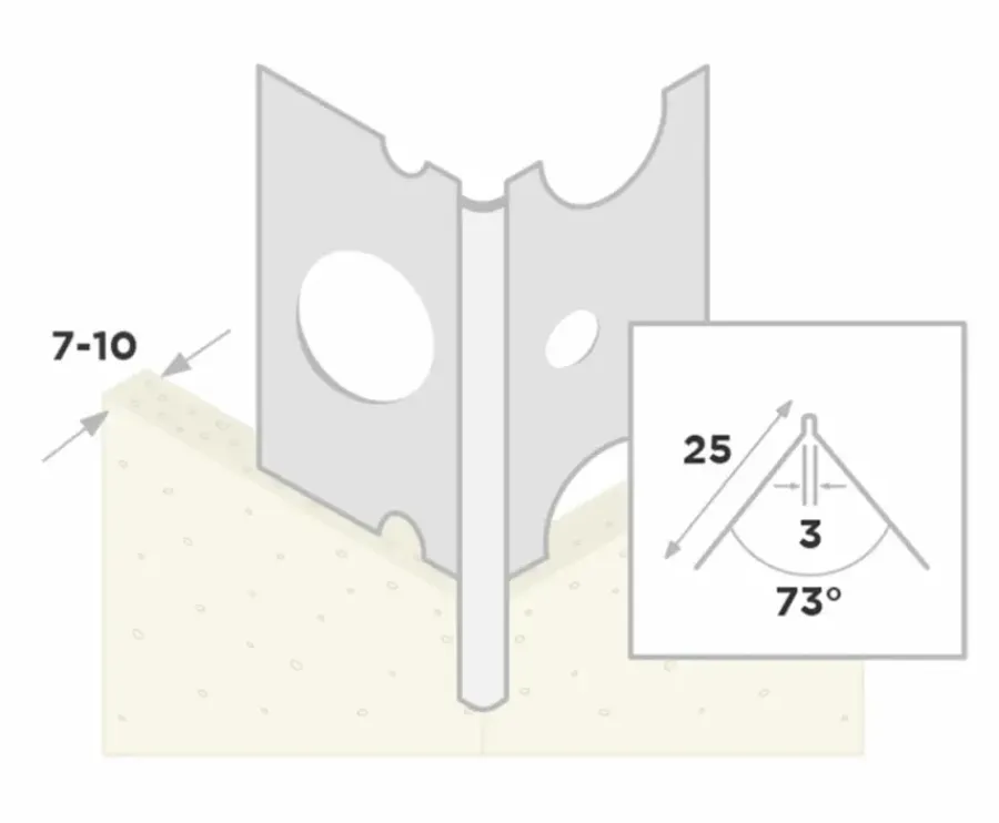 Gipsplaatbenodigdheden & Accessoires > Geen Stuc-/ hoekprofiel aluzink staal voor 6 mm stucdikte 260 cm