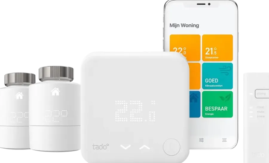 Slimme Thermostaten > Tado Starters Kit Thermostaat V3+ Bedraad Inclusief 2 Slimme Radiatorknoppen