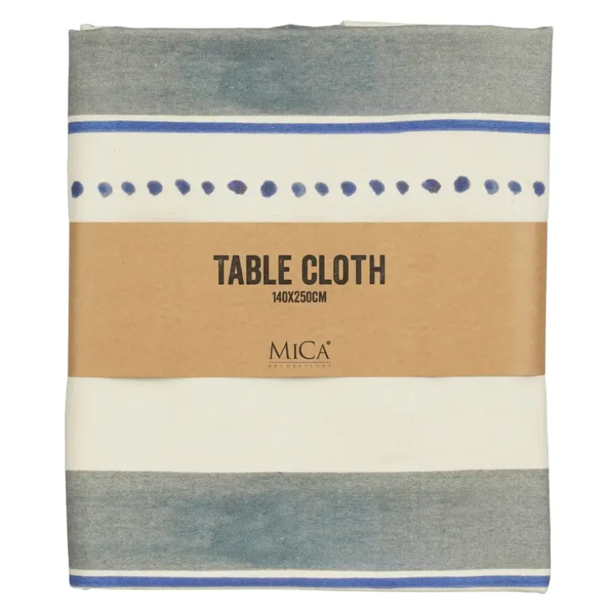 Tafelkleed streep blauw - l250xb140cm