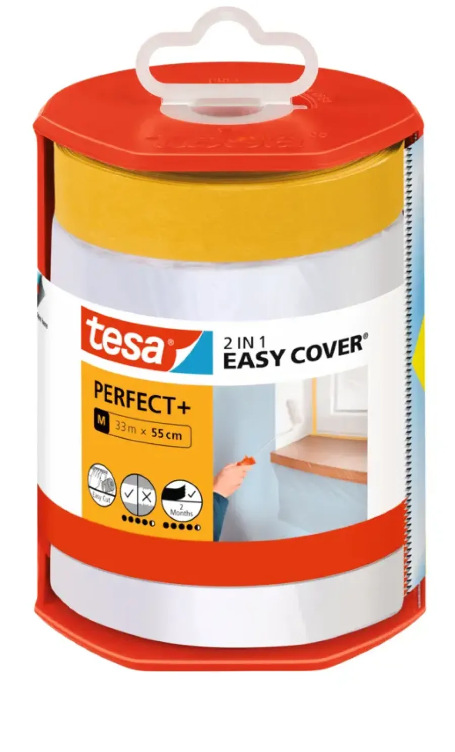 Dekkleden & Afdekfolies > Tesa Easy Cover Perfect+ afdekfolie in dispenser 33mx55cm