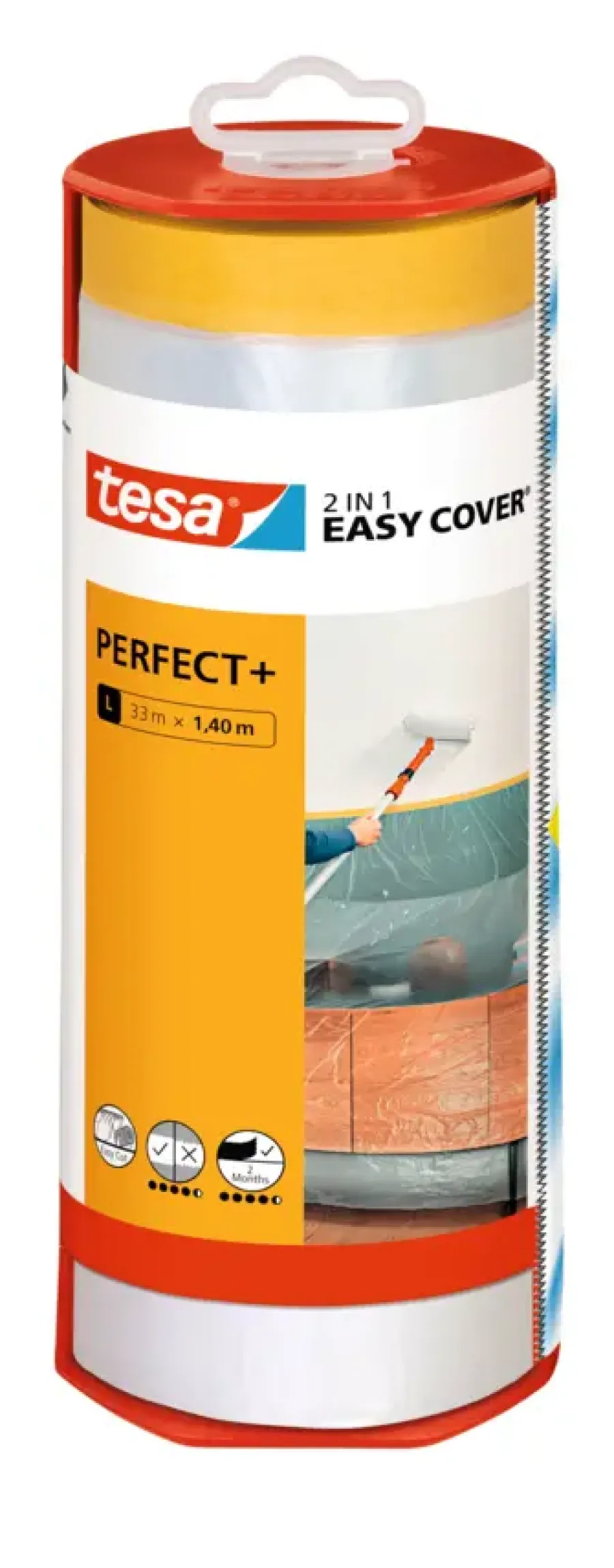 Dekkleden & Afdekfolies > Tesa Easy Cover Perfect+ afdekfolie in dispenser 33mx1,4m