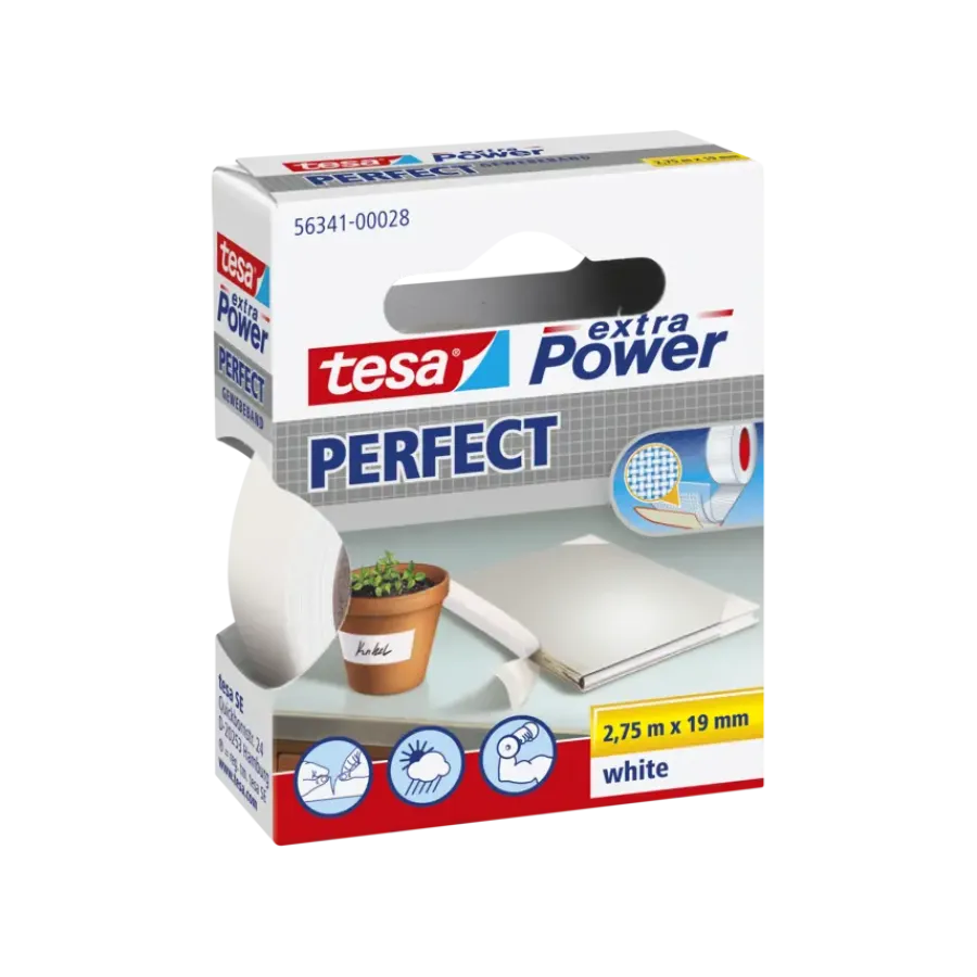 Overige Tape > Tesa Extra Power Perfect ducttape wit 19 mm x 2,75 m