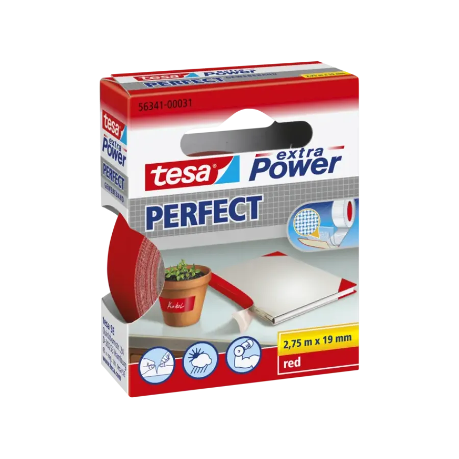 Overige Tape > Tesa Extra Power Perfect ducttape rood 19 mm x 2,75 m