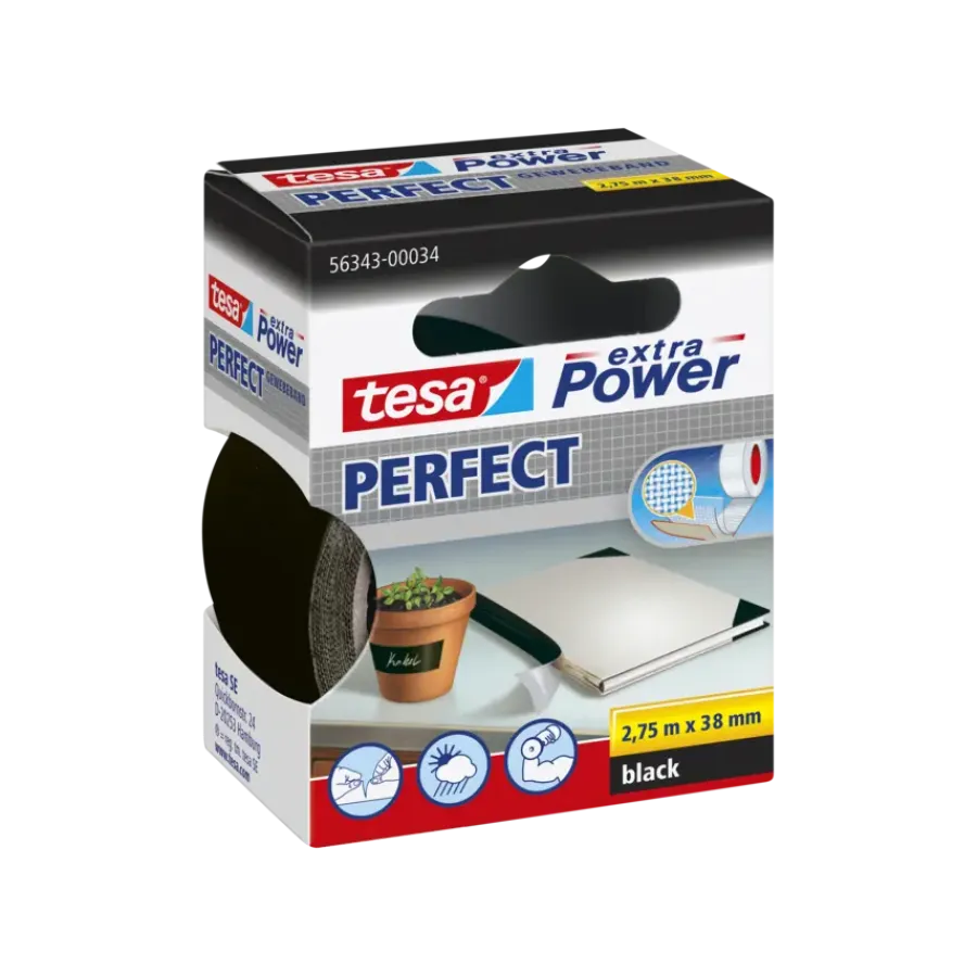 Overige Tape > Tesa Extra Power Perfect ducttape zwart 38 mm x 2,75 m