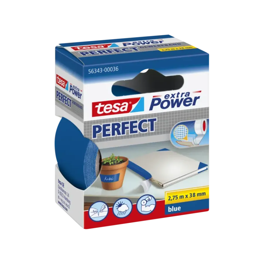 Overige Tape > Tesa Extra Power Perfect ducttape blauw 38 mm x 2,75 m