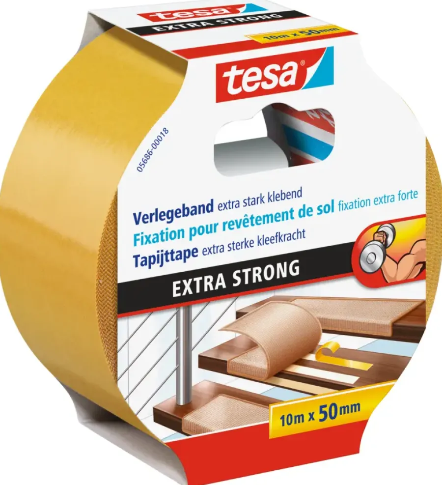 Overige Tape > Tesa Extra Sterk tapijttape geel 10 m x 50 mm