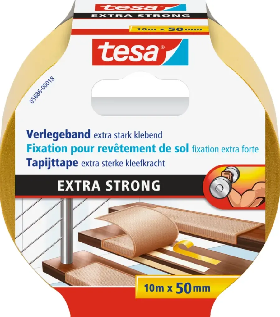 Overige Tape > Tesa Extra Sterk tapijttape geel 10 m x 50 mm
