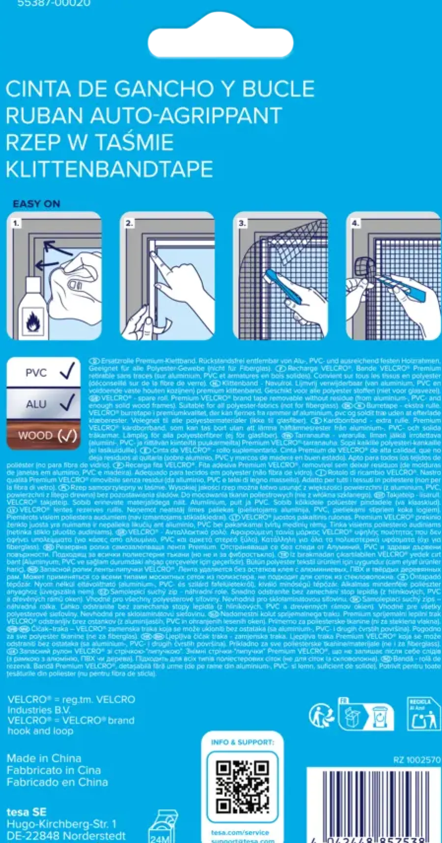 Montagetape > Tesa Insect Stop klittenband vervangingsrol voor raamhor Comfort 560 cm