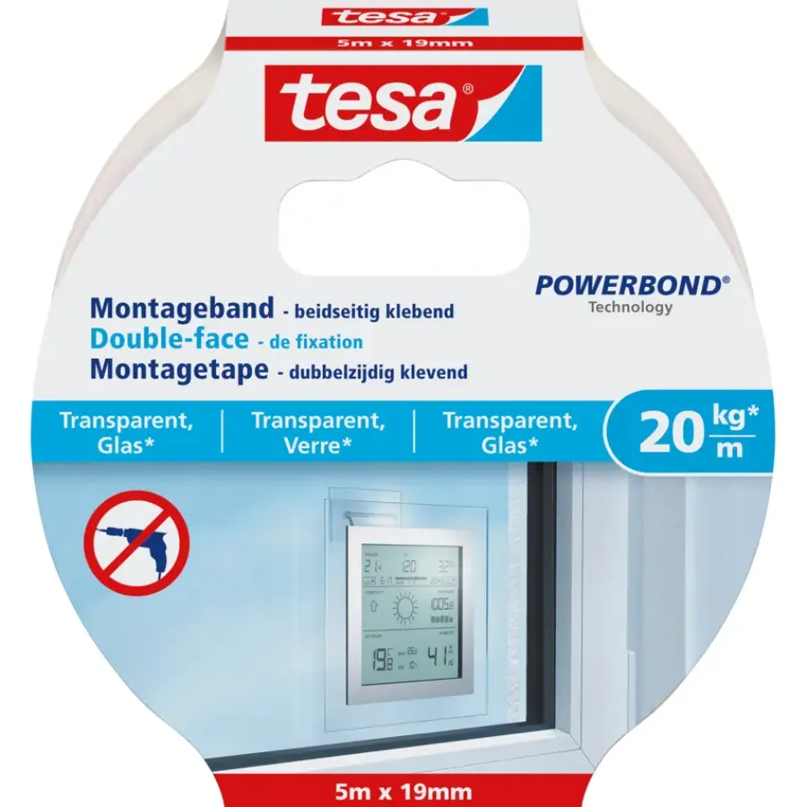 Montagetape > Tesa Montagetape voor Transparant & Glas 20 kg/m