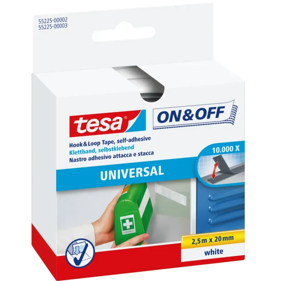 Montagetape|Slim Montagesysteem > Tesa On&Off klittenband wit 20 mm / 2,5 m