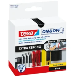 Montagetape|Slim Montagesysteem > Tesa On&Off klittenband zwart 50 mm / 1 m