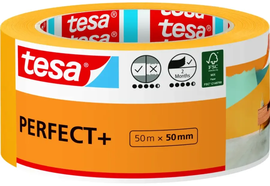 Afplaktape > Tesa Perfect+ schilderstape 50 m x 50 mm