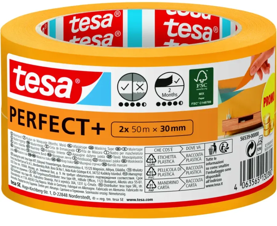 Afplaktape > Tesa Perfect+ schilderstape 2x 50 m x 30 mm