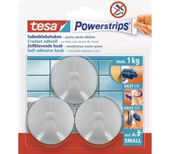 Tesa Powerstrips haak mat chroom rond 3 stuks