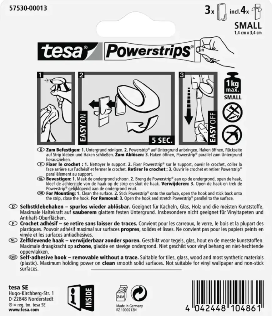 Tesa Powerstrips haak 3 stuks