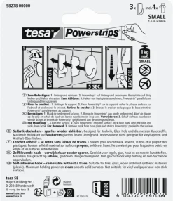 Tesa Powerstrips haken Small rechthoekig - draagkracht tot 1 kg - 3 stuks