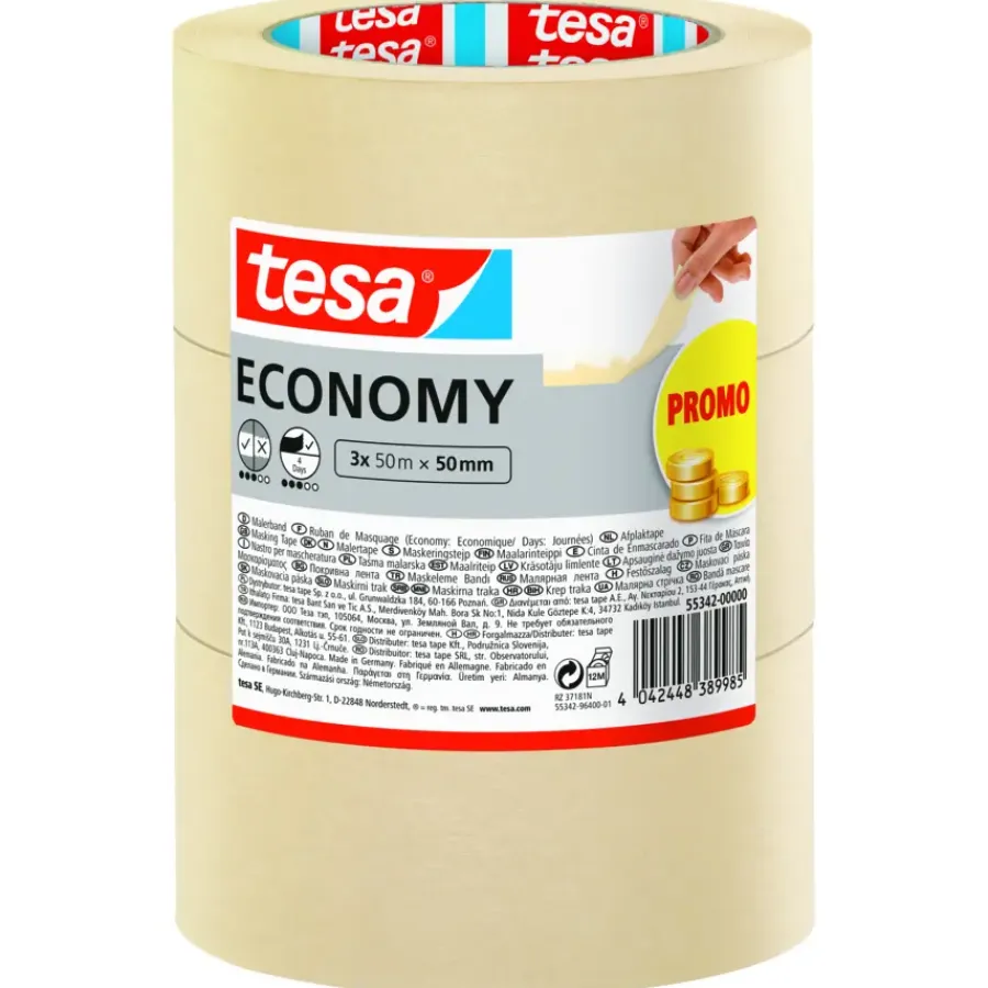 Afplaktape > Tesa schilderstape universeel beige 50 mm x 50 m (3 stuks)