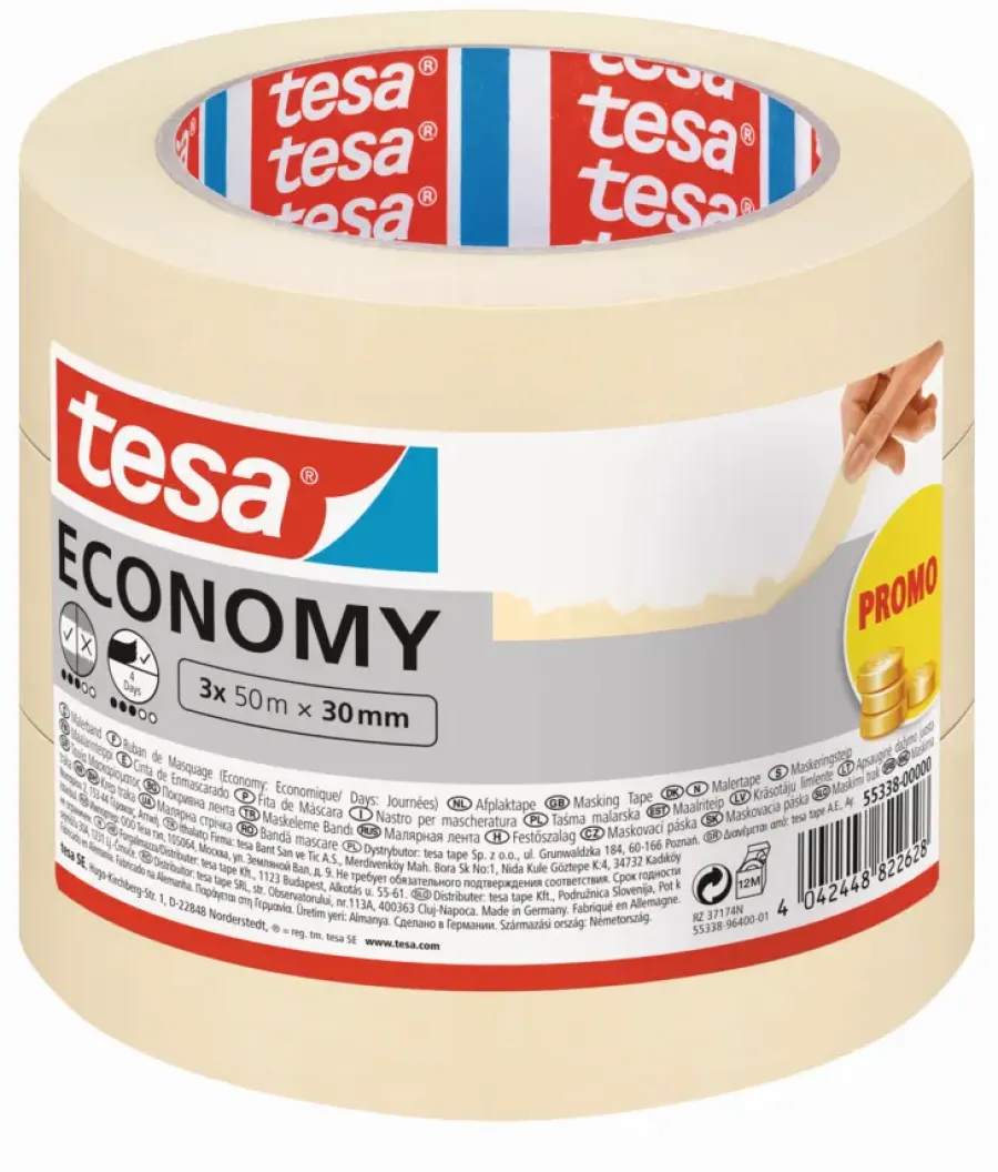 Afplaktape > Tesa schilderstape universeel beige 50 m x 30 mm (3 stuks)
