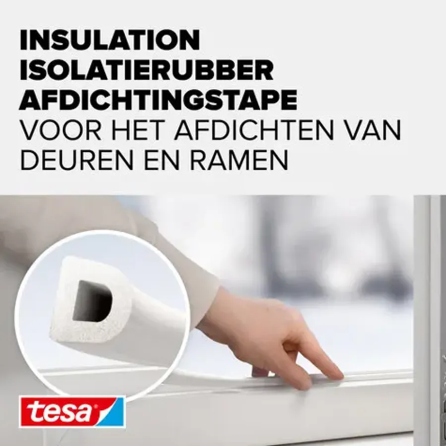 Tochtwering|Tochtstrips Deur > Tesa Tochtband D-profiel zelfklevend wit 6m