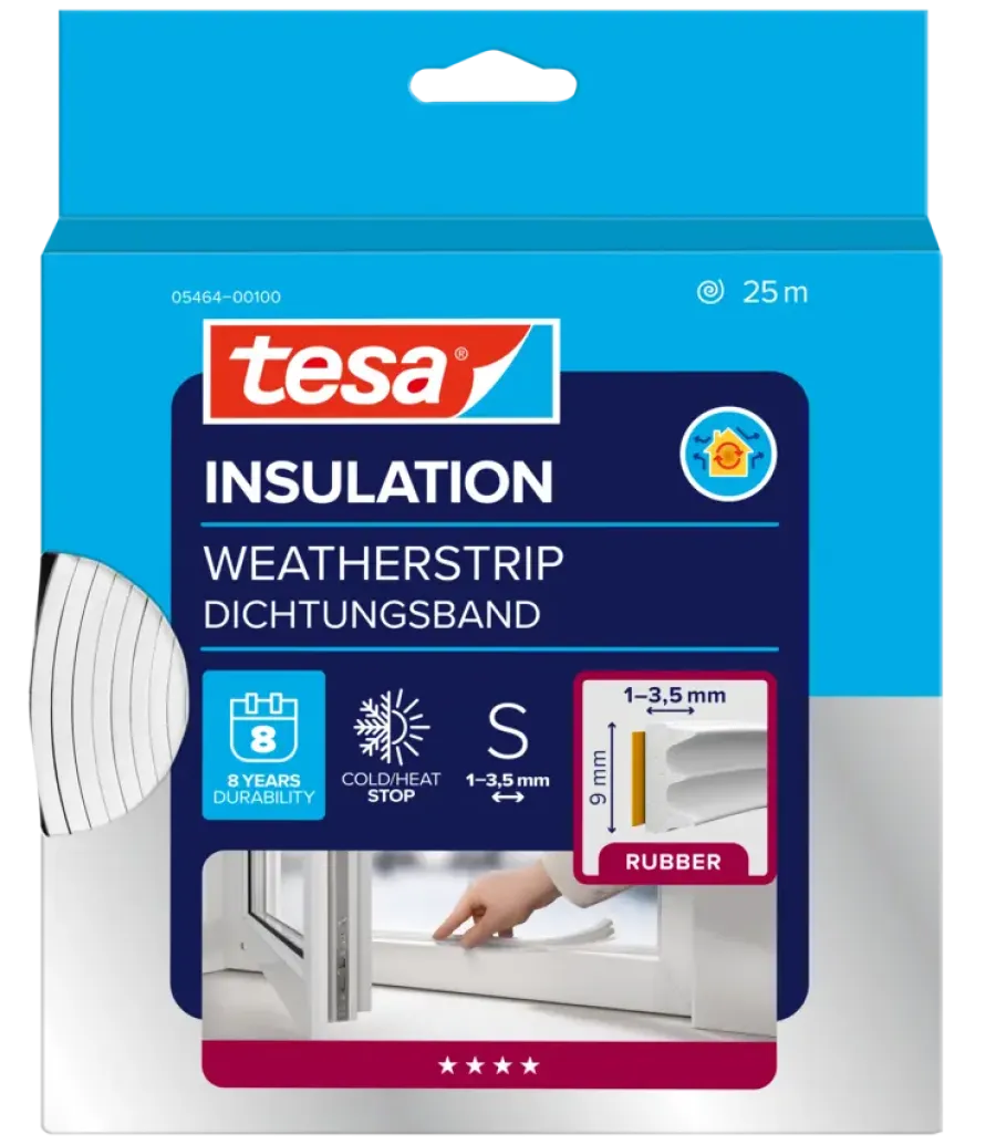 Tochtwering|Tochtstrips Deur > Tesa Tochtband E-profiel zelfklevend wit 25m
