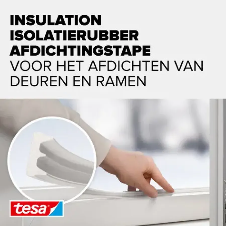 Tochtwering|Tochtstrips Deur > Tesa Tochtband E-profiel zelfklevend wit 25m