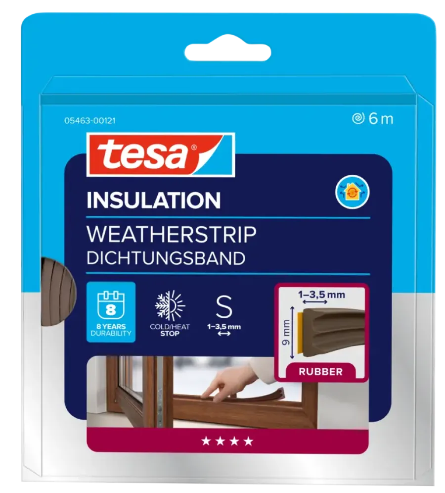 Tochtwering|Tochtstrips Deur > Tesa Tochtband E-profiel zelfklevend bruin 6m