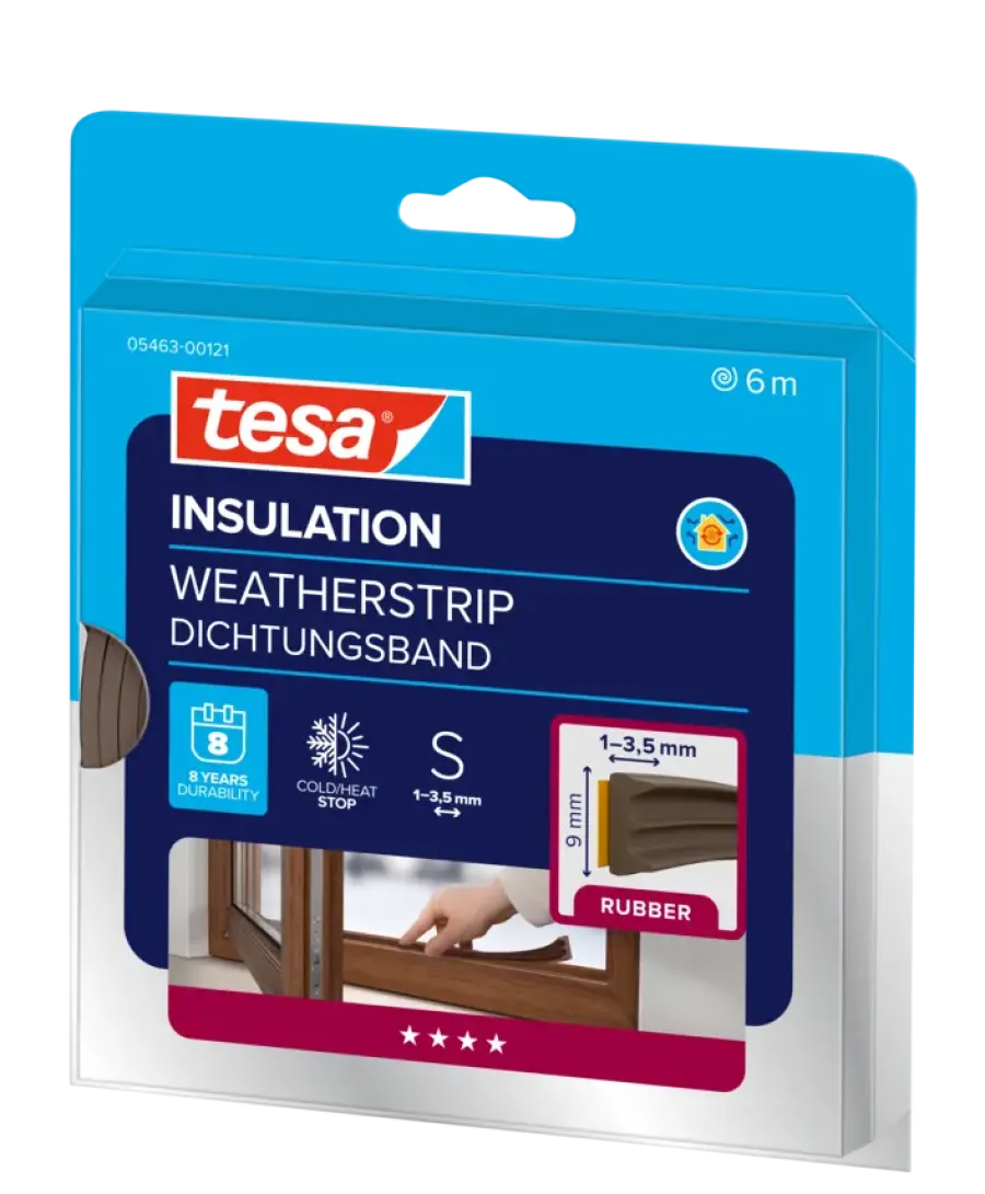 Tochtwering|Tochtstrips Deur > Tesa Tochtband E-profiel zelfklevend bruin 6m