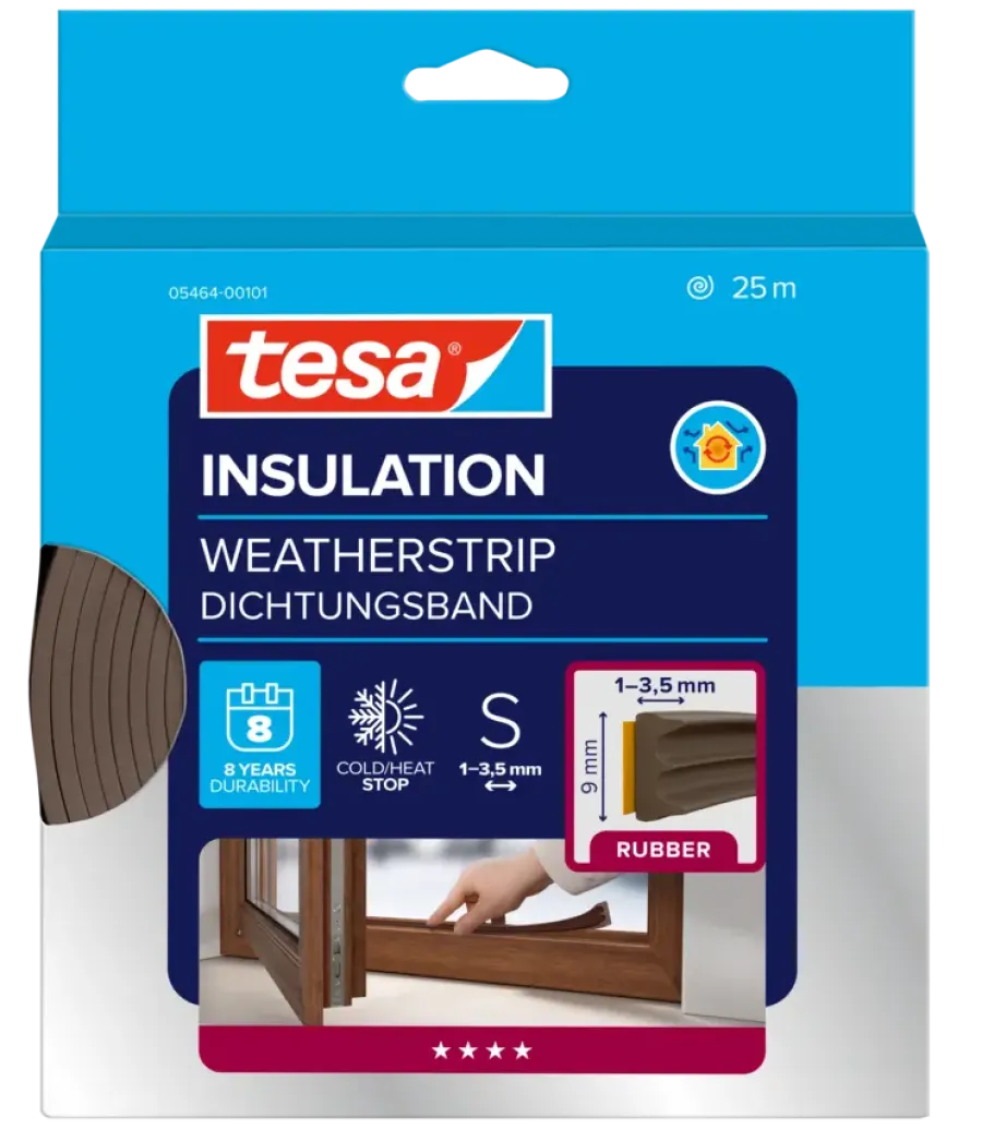 Tochtwering|Tochtstrips Deur > Tesa Tochtband E-profiel zelfklevend bruin 25m