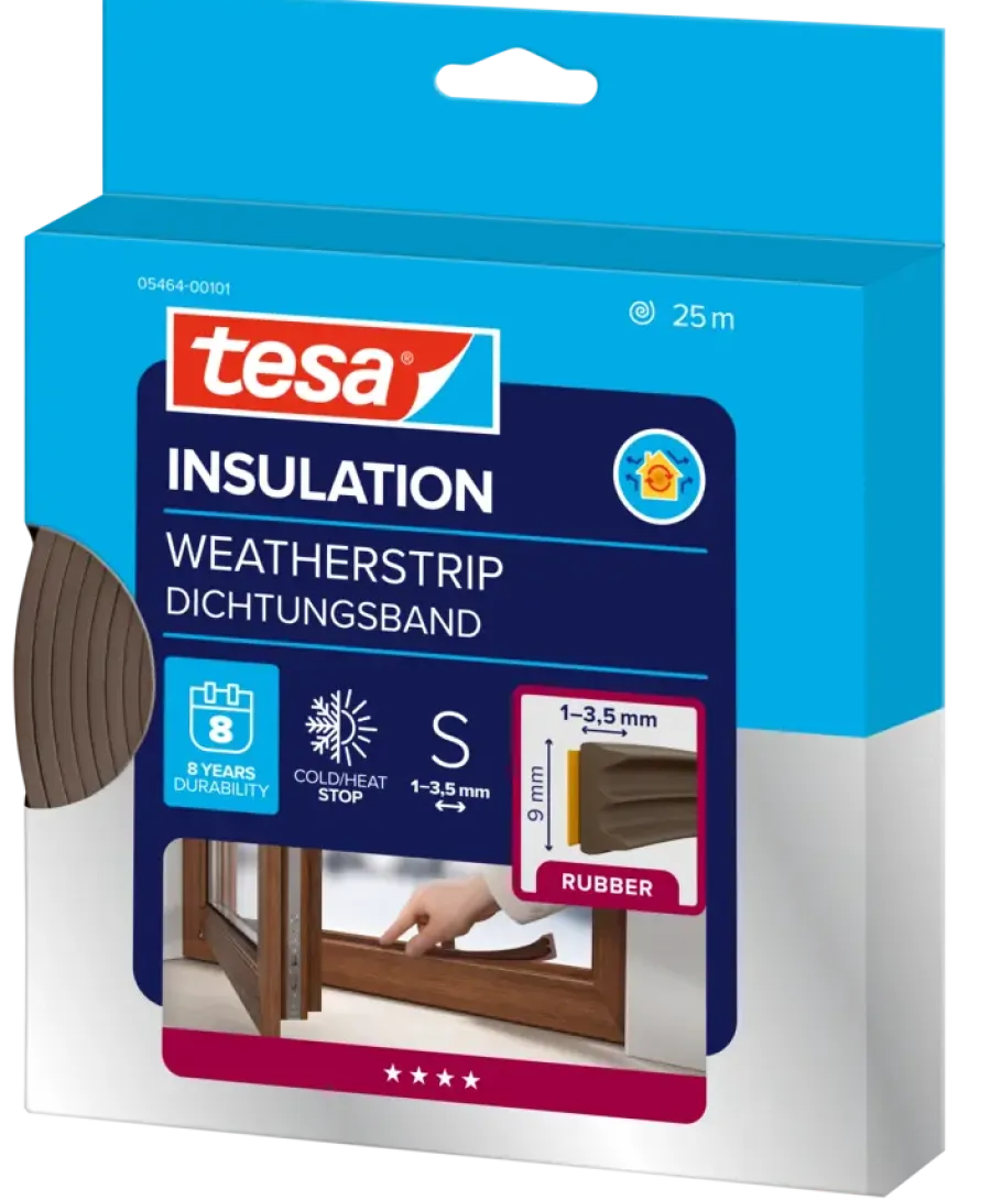 Tochtwering|Tochtstrips Deur > Tesa Tochtband E-profiel zelfklevend bruin 25m