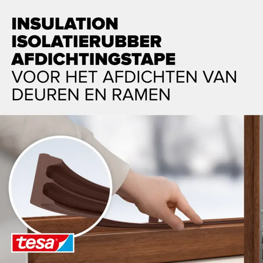 Tochtwering|Tochtstrips Deur > Tesa Tochtband E-profiel zelfklevend bruin 25m