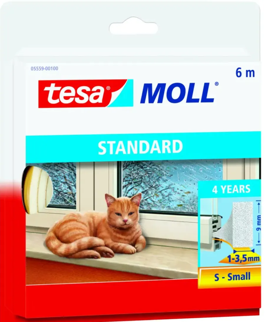 Tochtwering|Tochtstrips Deur > Tesa Tochtband I-profiel zelfklevend wit 6m