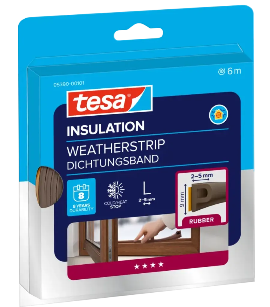 Tochtwering|Tochtstrips Deur > Tesa Tochtband P-profiel zelfklevend bruin 6m