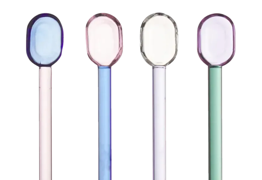 Theelepel glas set van 4 Set met kleurencombinatie