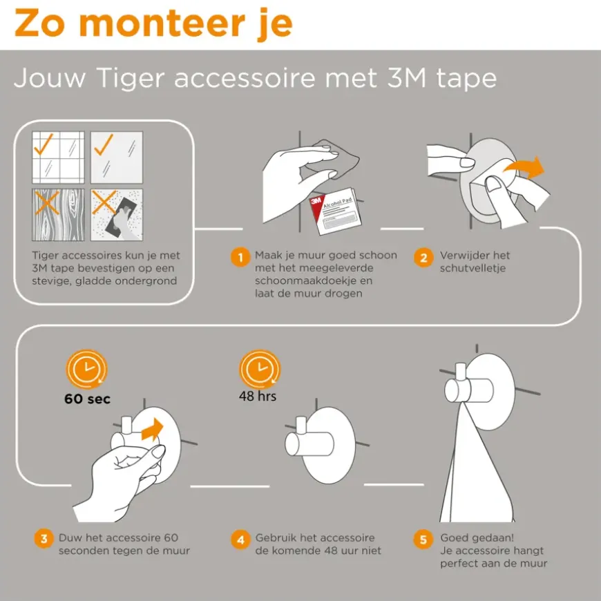 Tiger dubbele keuken- en handdoekhaak geborsteld RVS
