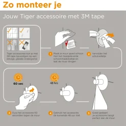 Tiger handdoekhaak Base RVS gepolijst zilver