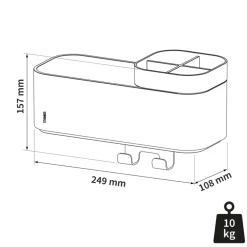 Tiger Opbergbakje 2-store met handdoekhaak en tandenborstelhouder 25 cm zwart