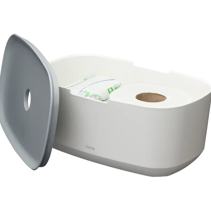 Tiger Opbergbox TESS met deksel wit/lichtgrijs