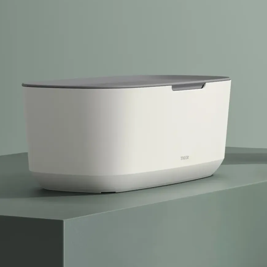 Tiger Opbergbox TESS met deksel wit/lichtgrijs