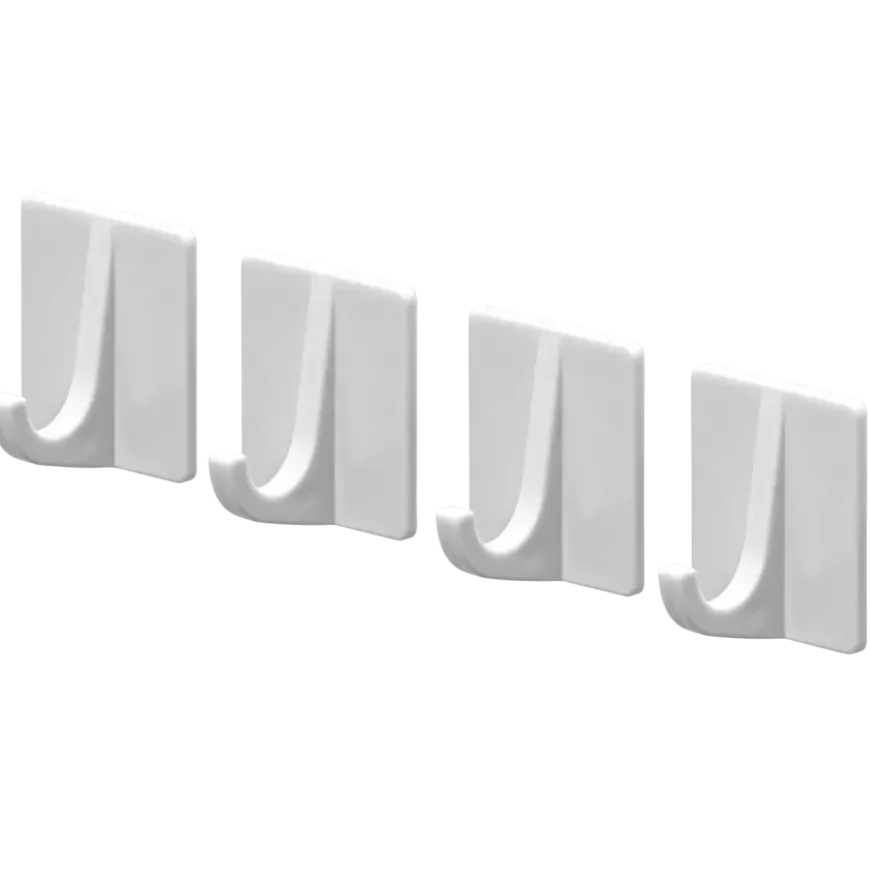 Tiger ophang haak Baseline Rectangle medium wit ABS set van 4