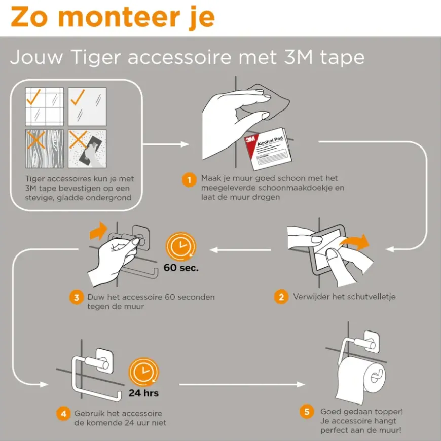 Tiger Reserverolhouder Tune Hangend inox zwart