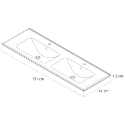 Tiger T-Line Quadro inbouwwastafel 121 cm meubel wit