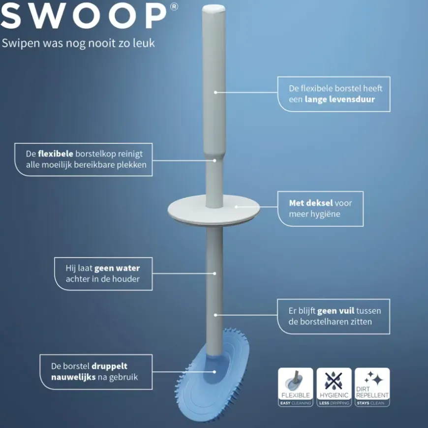 Tiger Toiletborstelhouder TESS met Swoop borstel flexibel wit/ lichtgrijs