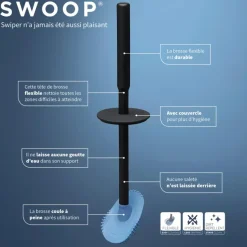 Tiger Toiletborstelhouder TESS met opbergfunctie vrijstaand en Swoop borstel flexibel blauw/zwart