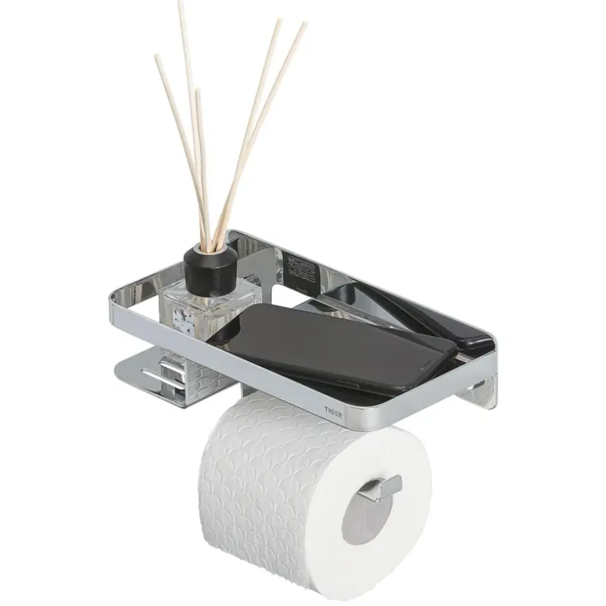 Tiger toiletrolhouder Caddy Chroom