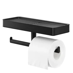 Tiger toiletrolhouder Carv met planchet Zwart