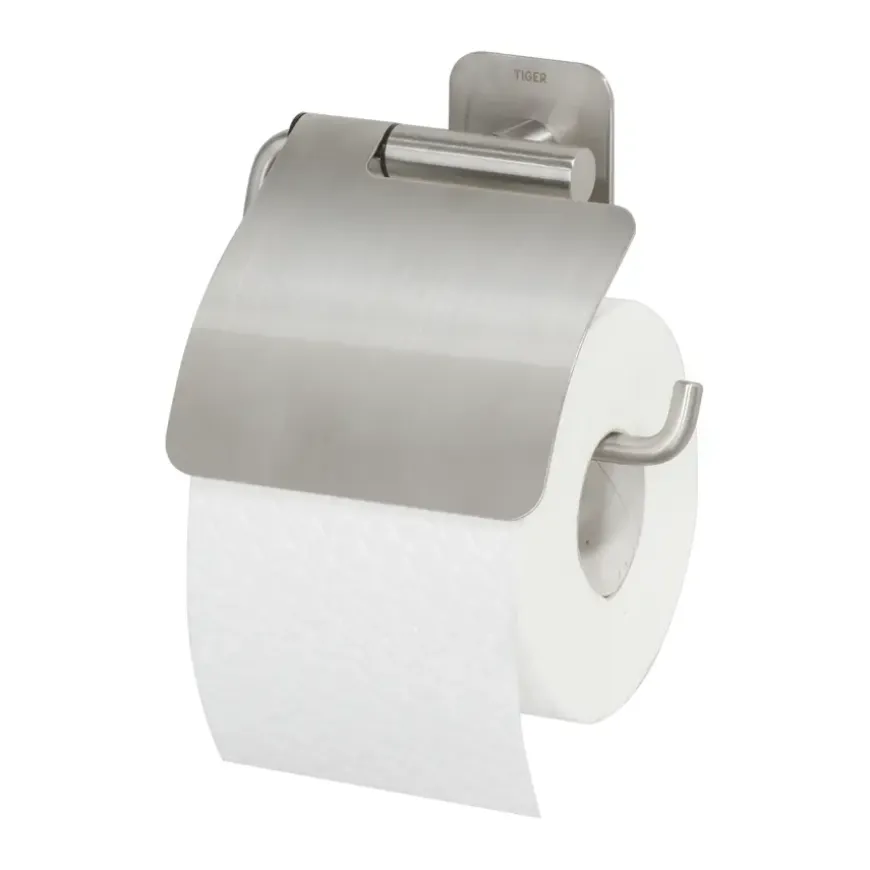 Tiger Toiletrolhouder Colar RVS met Klep